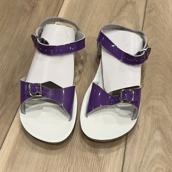New Little Girls Sun-San Brand Salt Water Sandals Shiny Purple Surfer Size 3 - Picture 6 of 9